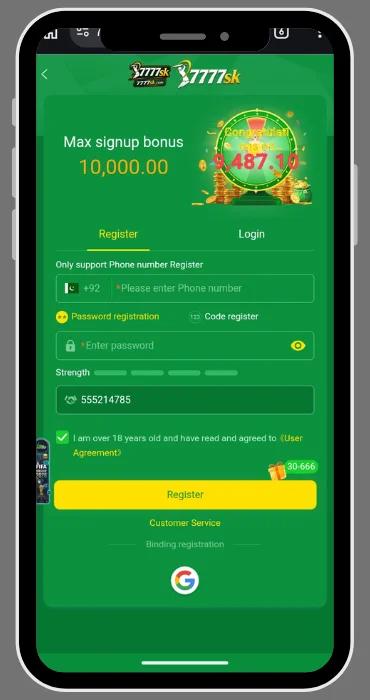 7777SK Game Account Signup